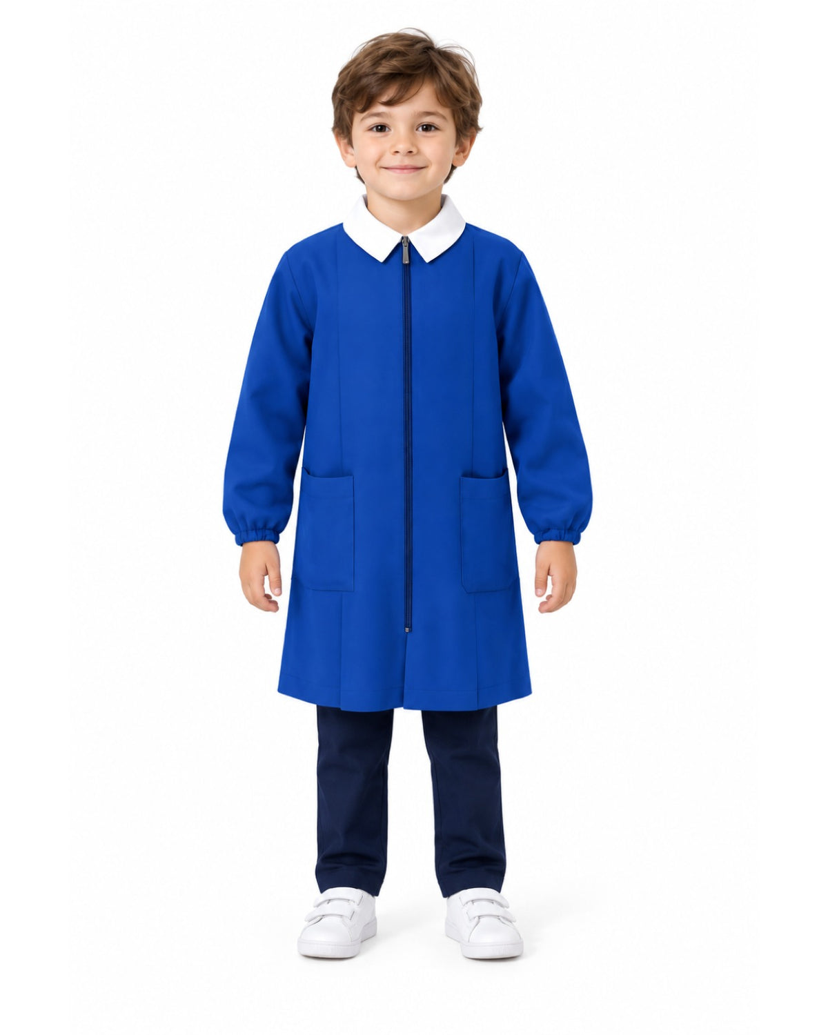 Grembiule scuola elementare blu con zip bambino Siggi Made in Italy senza ricamo 2111