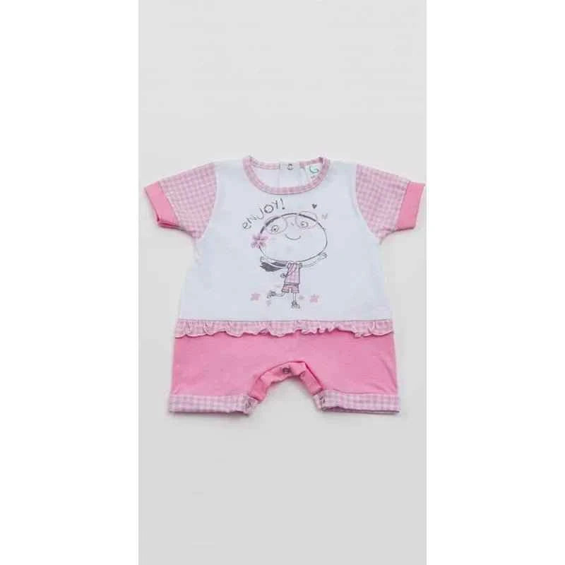Pagliaccetto Gary Tutina Neonata bambina 100% cotone tinta unita con stampa L7511