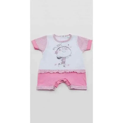 Pagliaccetto Gary Tutina Neonata bambina 100% cotone tinta unita con stampa L7511