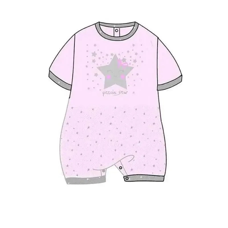 Pagliaccetto Gary Tutina Neonata bambina 100% cotone tinta unita con stampa L7513