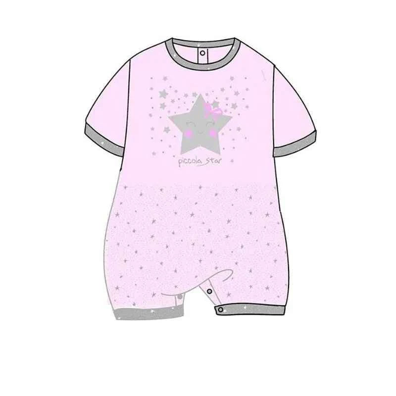 Pagliaccetto Gary Tutina Neonata bambina 100% cotone tinta unita con stampa L7513