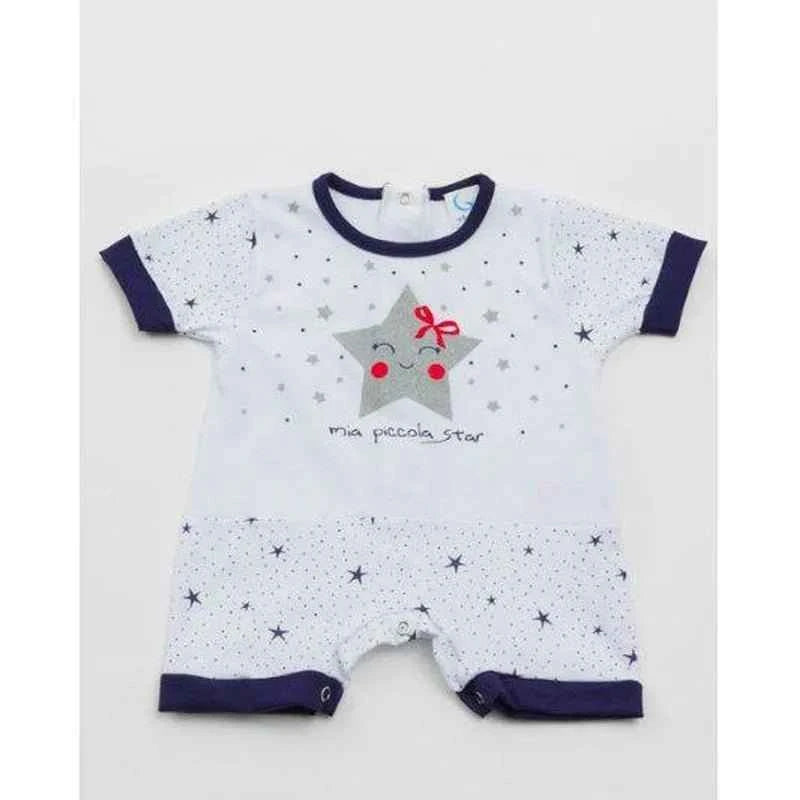 Pagliaccetto Gary Tutina Neonata bambina 100% cotone tinta unita con stampa L7513