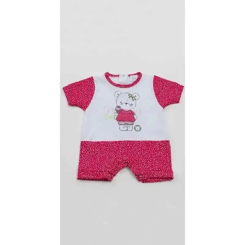Pagliaccetto Gary Tutina Neonata bambina 100% cotone tinta unita con stampa L7515