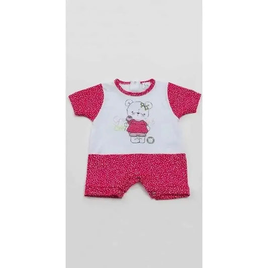 Pagliaccetto Gary Tutina Neonata bambina 100% cotone tinta unita con stampa L7515