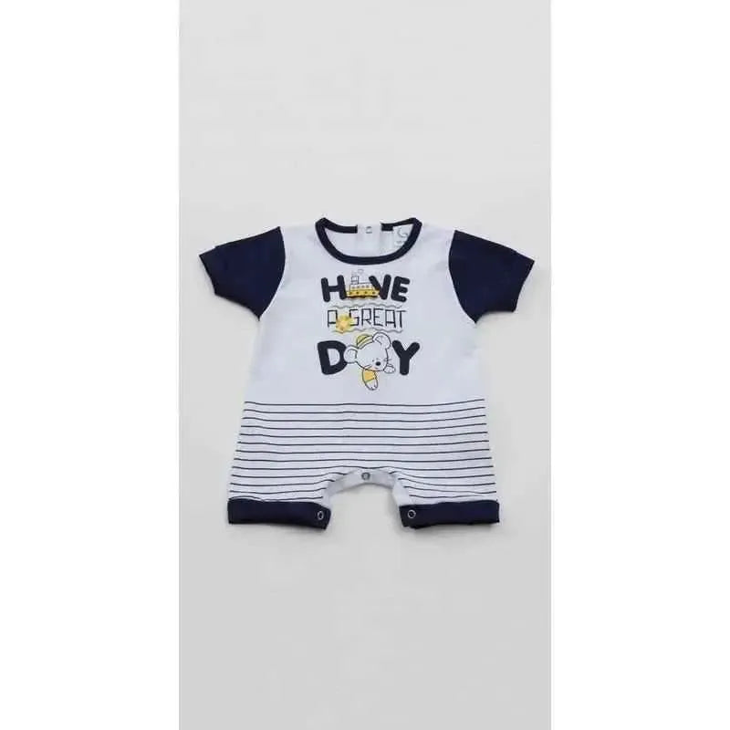 Pagliaccetto Gary Tutina Neonato bambino 100% cotone tinta unita con stampa L7508