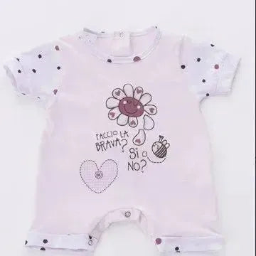 Pagliaccetto Gary bambina Tutina Neonata 100% cotone tinta unita con stampa P7512
