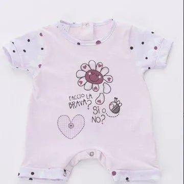 Pagliaccetto Gary bambina Tutina Neonata 100% cotone tinta unita con stampa P7512