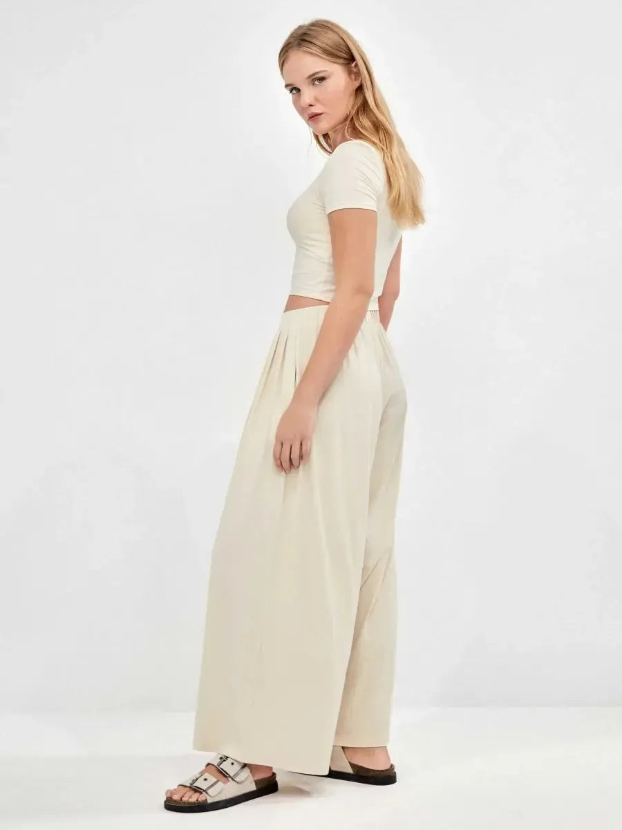 Pantalone largo over in viscosa Gisela 70021