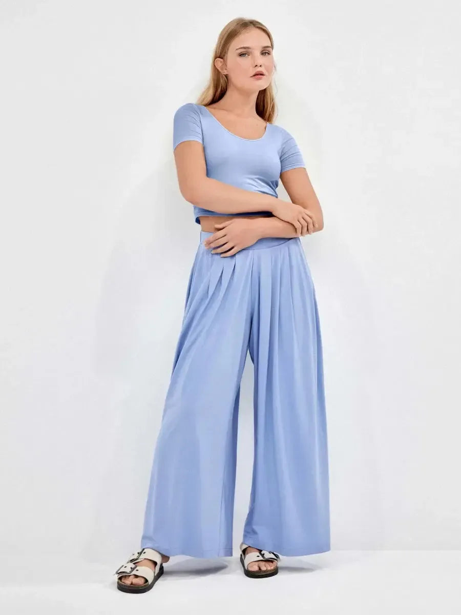 Pantalone largo over in viscosa Gisela 70021