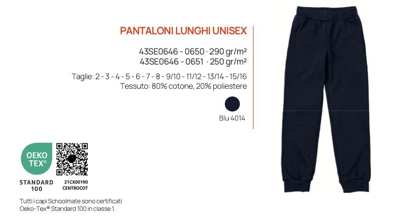 Pantalone lungo bambini Siggi Happy School cotone fresco 33PA0888
