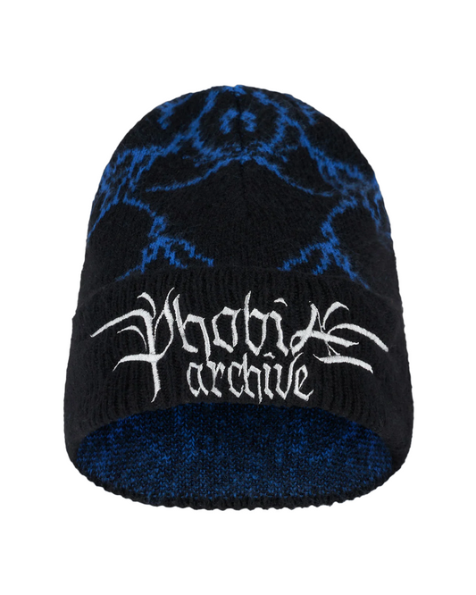 Phobia Berretto a cuffia da adulto nero con fulmini blu PHA00485 taglia unica