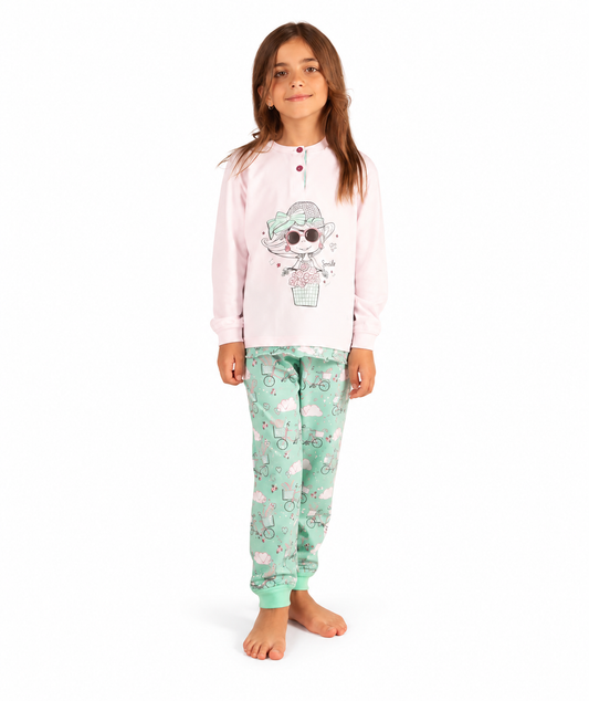 Pigiama Gary bambina/ragazza manica lunga 2 bottoni Z30001