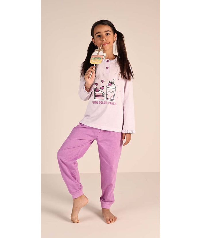Pigiama Gary cotone bambina manica lunga 2 bottoni 2124