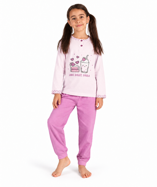Pigiama Gary cotone bambina manica lunga 2 bottoni 2124