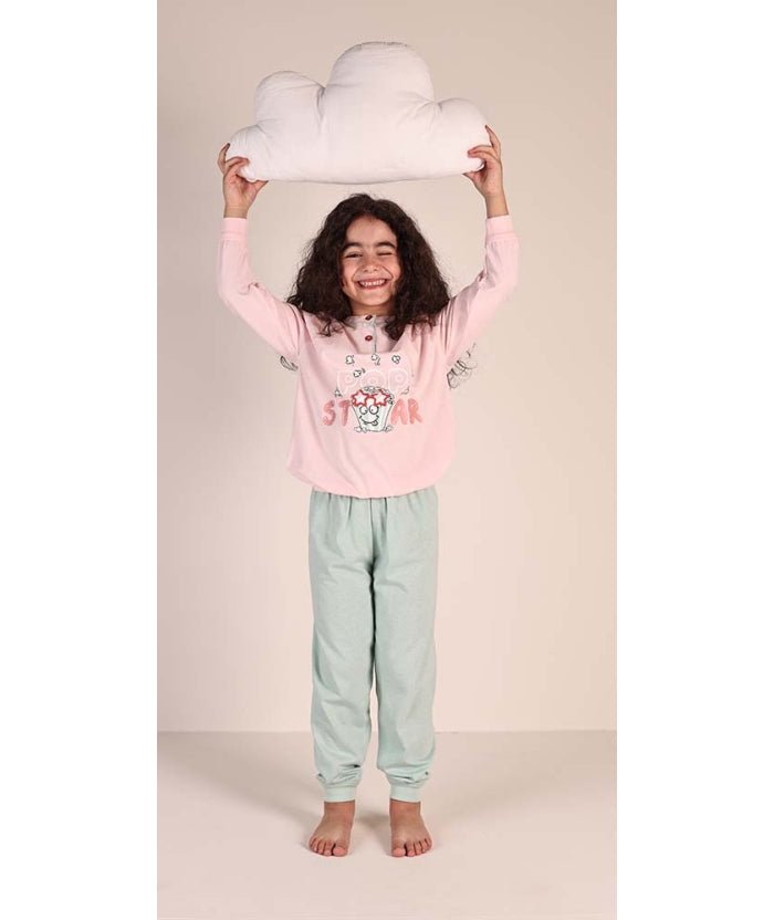 Pigiama Gary cotone bambina manica lunga 2 bottoni 2128