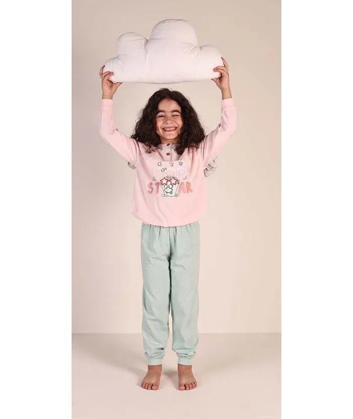 Pigiama Gary cotone bambina manica lunga 2 bottoni 2128