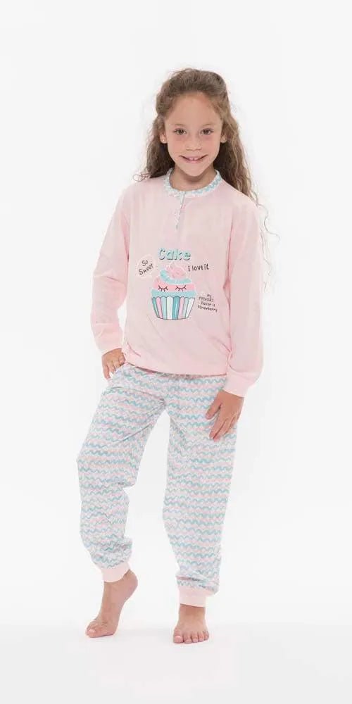 Pigiama Gary cotone bambina manica lunga 2 bottoni R20003