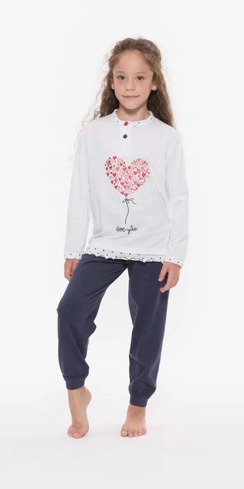 Pigiama Gary cotone bambina manica lunga 2 bottoni R20006