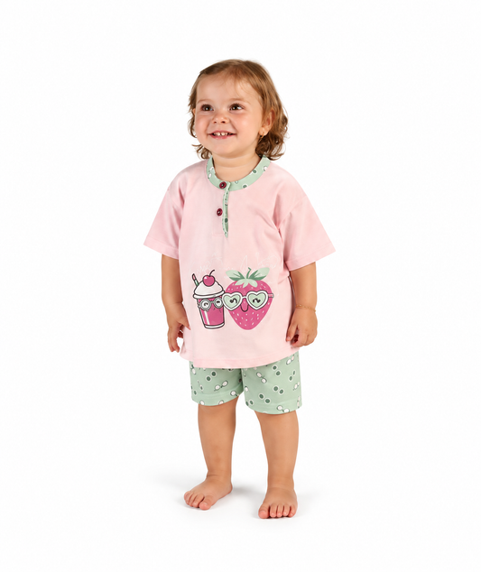 Pigiama Gary neonata bambina manica corta puro cotone jersey 1112