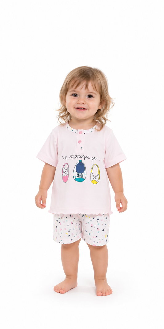 Pigiama Gary neonata bambina manica corta puro cotone jersey R15021