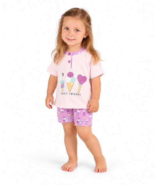 Pigiama Gary neonata bambina manica corta puro cotone jersey Z15022