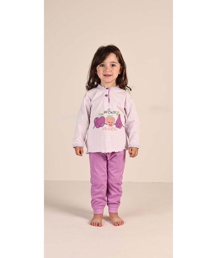 Pigiama Gary neonata manica lunga puro cotone jersey bambina 1090