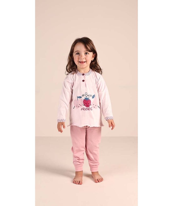 Pigiama Gary neonata manica lunga puro cotone jersey bambina 1090