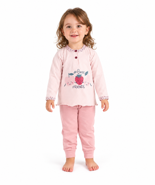 Pigiama Gary neonata manica lunga puro cotone jersey bambina 1090
