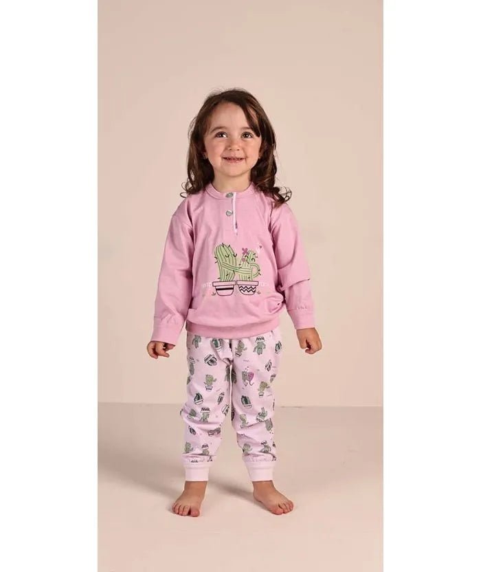 Pigiama Gary neonata manica lunga puro cotone jersey bambina 1094