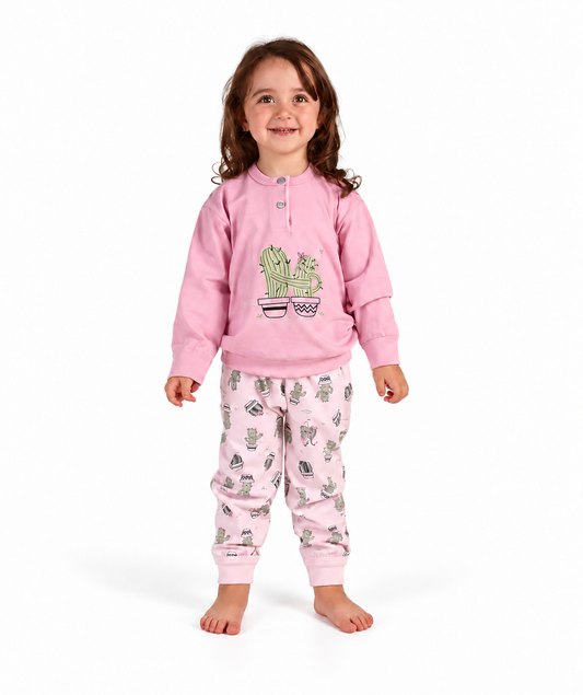 Pigiama Gary neonata manica lunga puro cotone jersey bambina 1094