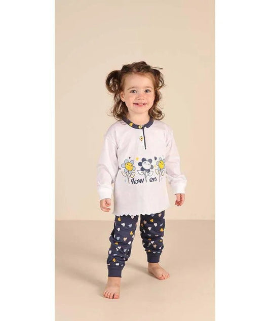 Pigiama Gary neonata manica lunga puro cotone jersey bambina Z10005