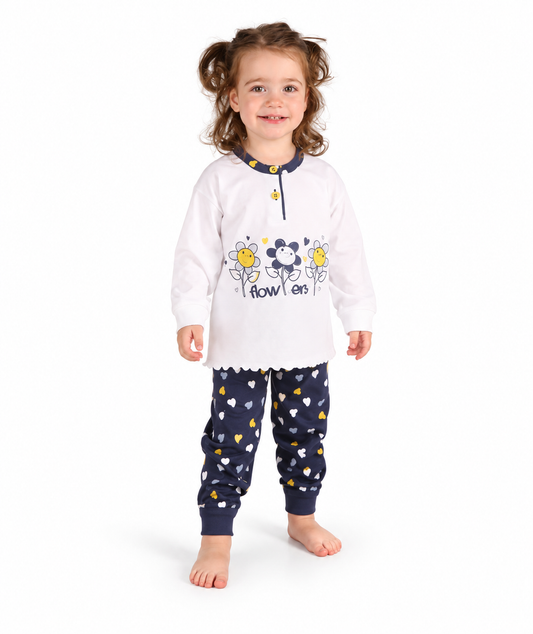 Pigiama Gary neonata manica lunga puro cotone jersey bambina Z10005