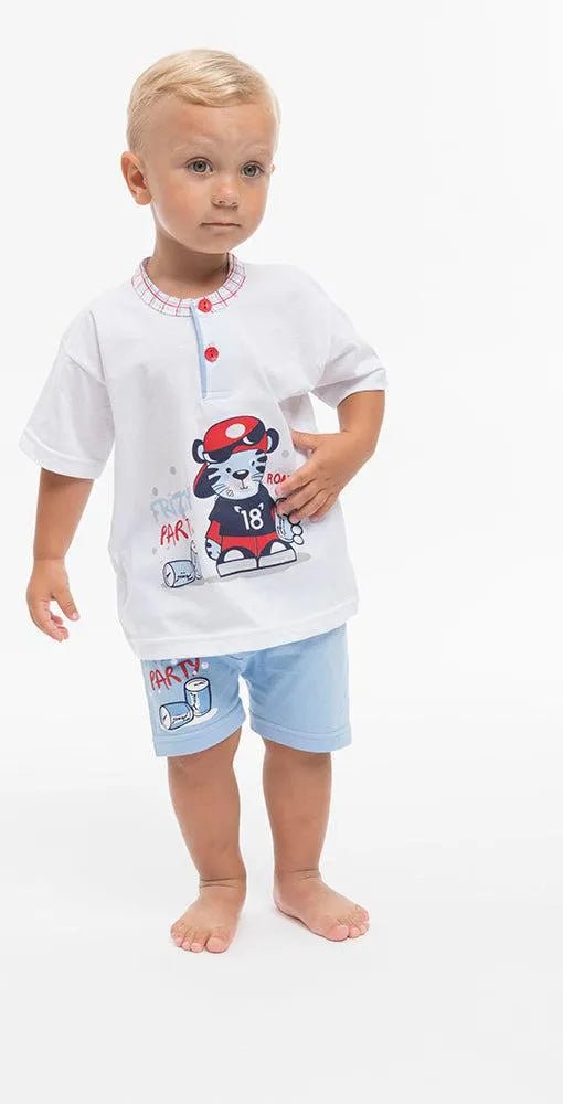 Pigiama Gary neonato bambino manica corta puro cotone jersey P15031