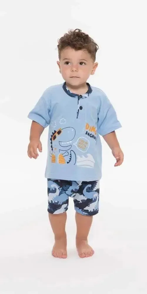 Pigiama Gary neonato bambino manica corta puro cotone jersey R15031