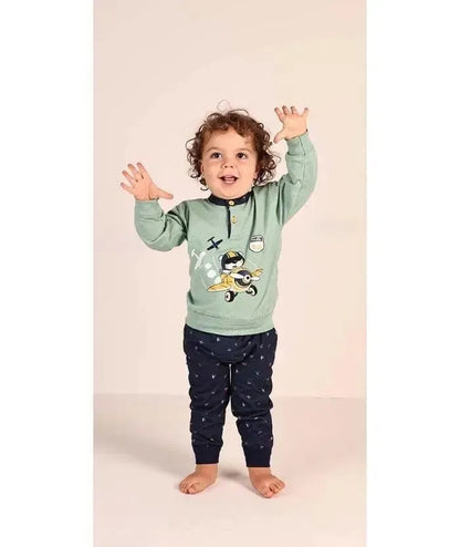 Pigiama Gary neonato bambino manica lunga puro cotone jersey 1105