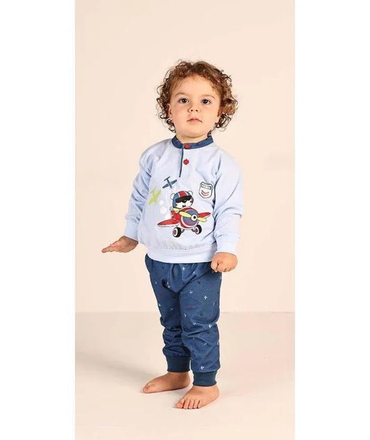 Pigiama Gary neonato bambino manica lunga puro cotone jersey 1105