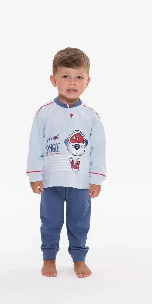 Pigiama Gary neonato bambino manica lunga puro cotone jersey R10013
