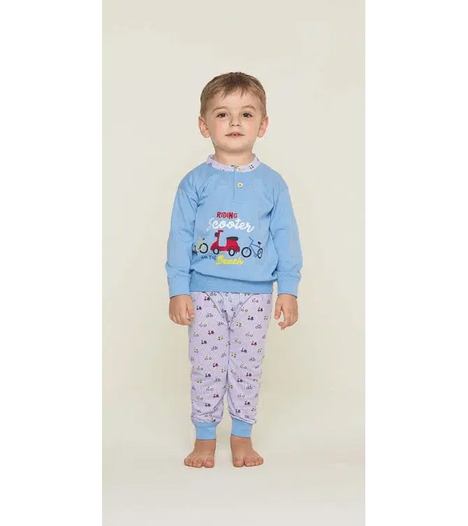 Pigiama Gary neonato bambino manica lunga puro cotone jersey U10010