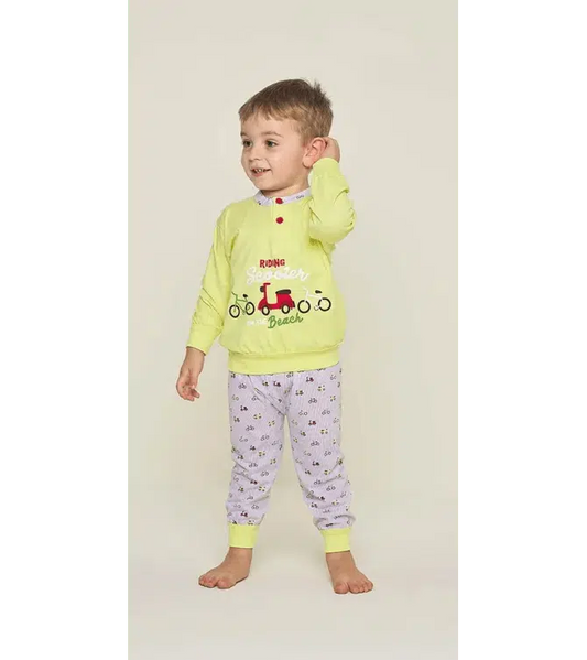 Pigiama Gary neonato bambino manica lunga puro cotone jersey U10010