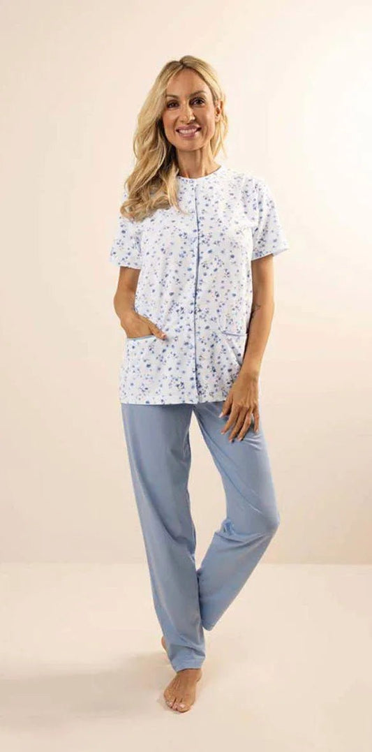 Pigiama aperto calibrato donna mezza manica Jersey Gary puro cotone CB580084CONF