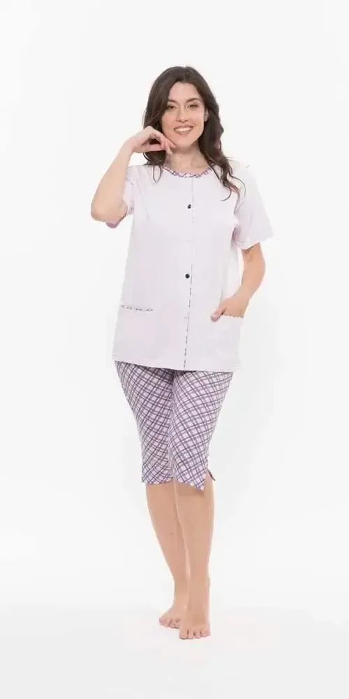 Pigiama aperto donna Jersey mezza manica pinocchietto Gary R55106