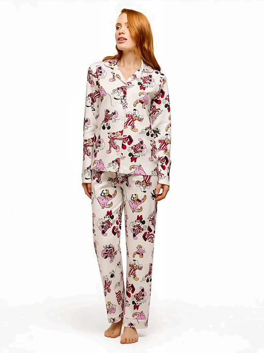 Pigiama aperto interlock donna Disney Mickey And Friends DYD0888 panna