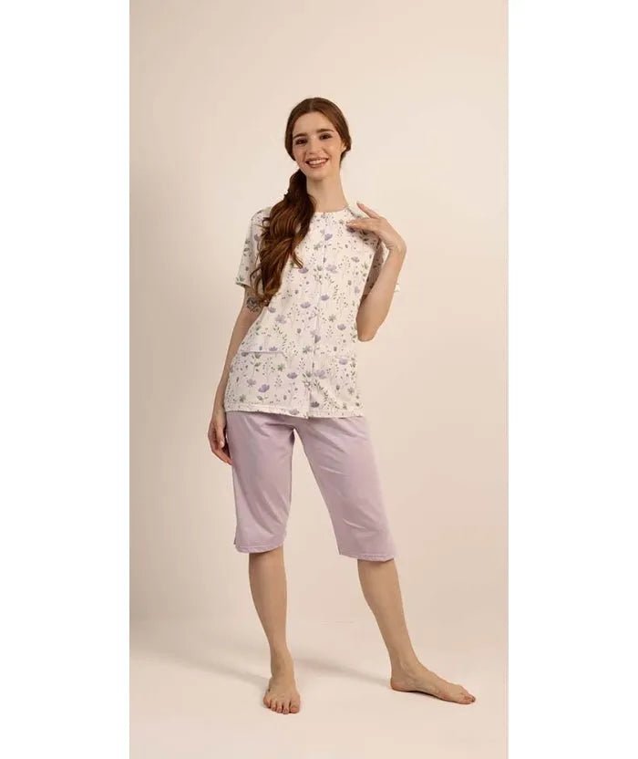 Pigiama aperto mezza manica pinocchietto donna Jersey Gary 5258