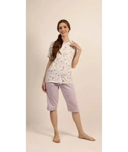 Pigiama aperto mezza manica pinocchietto donna Jersey Gary 5258