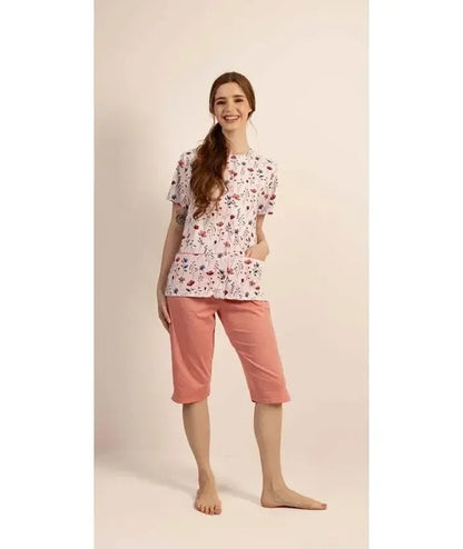 Pigiama aperto mezza manica pinocchietto donna Jersey Gary 5258