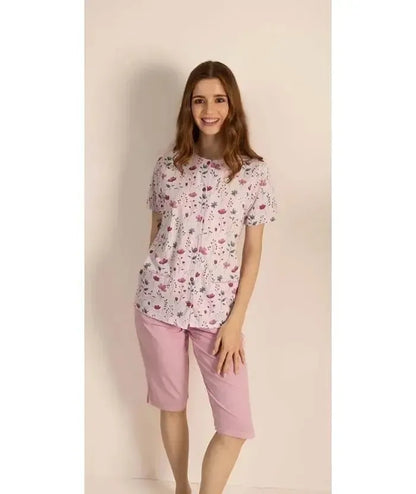 Pigiama aperto mezza manica pinocchietto donna Jersey Gary 5258