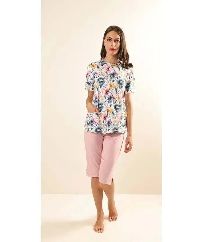 Pigiama aperto mezza manica pinocchietto donna Jersey Gary Z55075