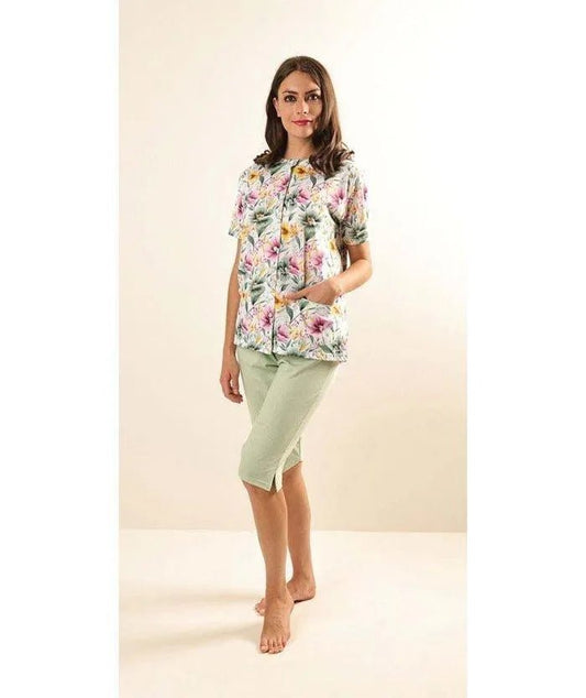 Pigiama aperto mezza manica pinocchietto donna Jersey Gary Z55075