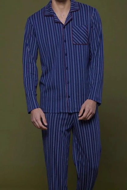 Pigiama aperto uomo in caldo cotone martin righe Noidinotte FC2523