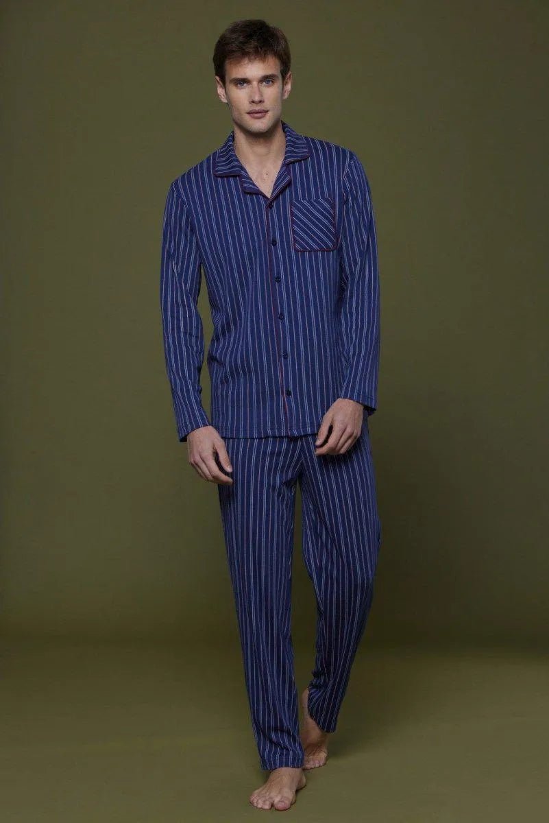 Pigiama aperto uomo in caldo cotone martin righe Noidinotte FC2523